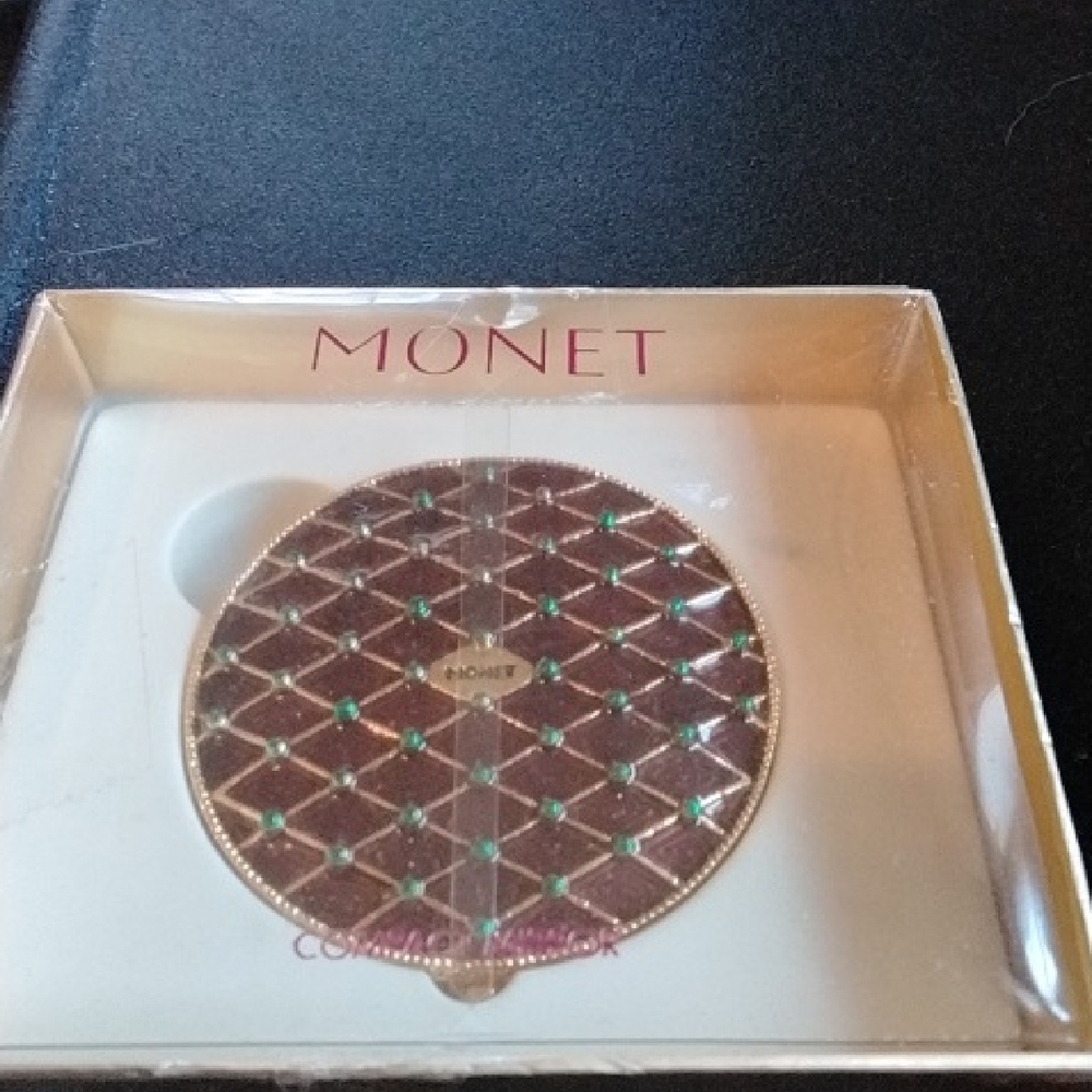 Monet Gold and Green Double Mirror Compact